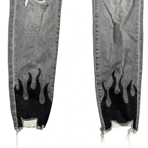 American Eagle Super Hi Rise Jegging Women's 8 Long Distressed Flame Hem Pockets - Picture 6 of 16